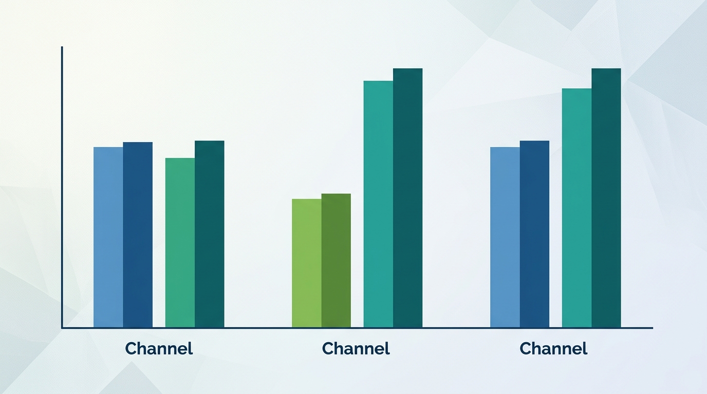 A grouped bar chart comparing an inefficient budget allocation based on average ROAS against an optimized budget allocation based on marginal ROAS across three marketing channels.